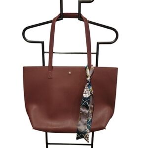 Fashion Pebbled Vinyl Carry All Tote Bag Brown 17" X 12"